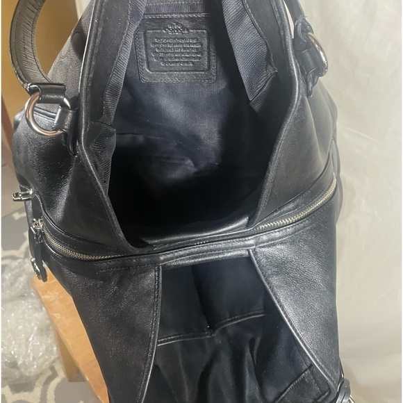 Coach Edie Shoulder Bag Signature Grey Black Current Leather - Picture 13 of 16